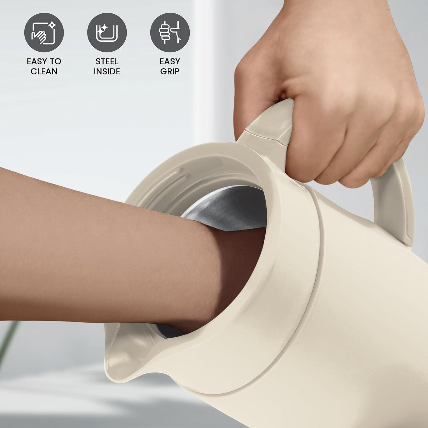 Image of MILTON Renova 1500 Water Jug, PU Insulated Inner Stainless Steel Hot & Cold Jug 1350 ml Steel Flask