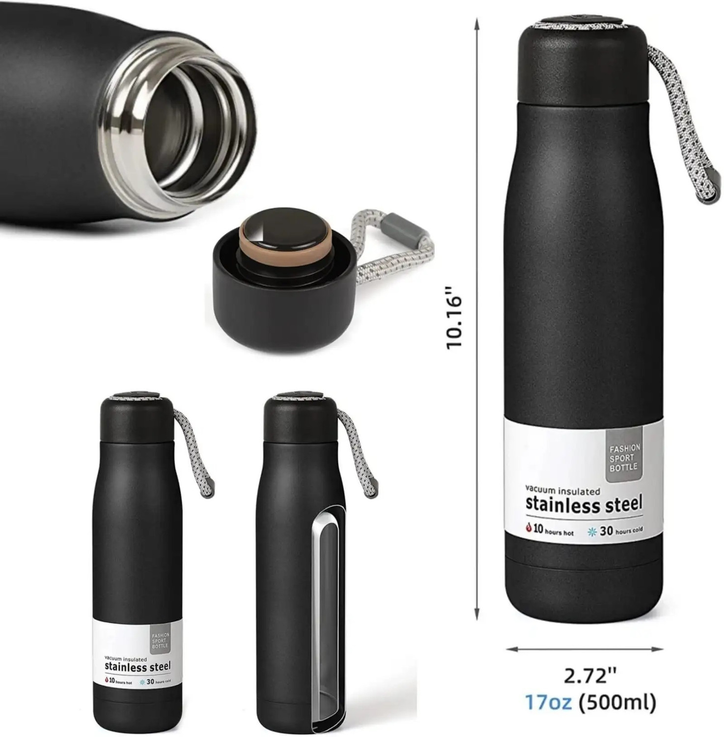 Image of Homzeyhub 550ml Stainless Steel Vacuum Insulated Water Bottle | Hot & Cold Flask 550 ml Stainless Steel Bottle (Pack of 1, Multicolor)