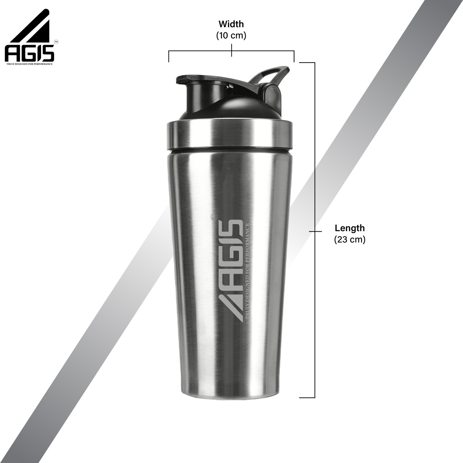 Image of agis Steel Shaker Shaker Bottle for Protein Shakes | Leakproof | Bpa-Free 700 ml Steel Shaker