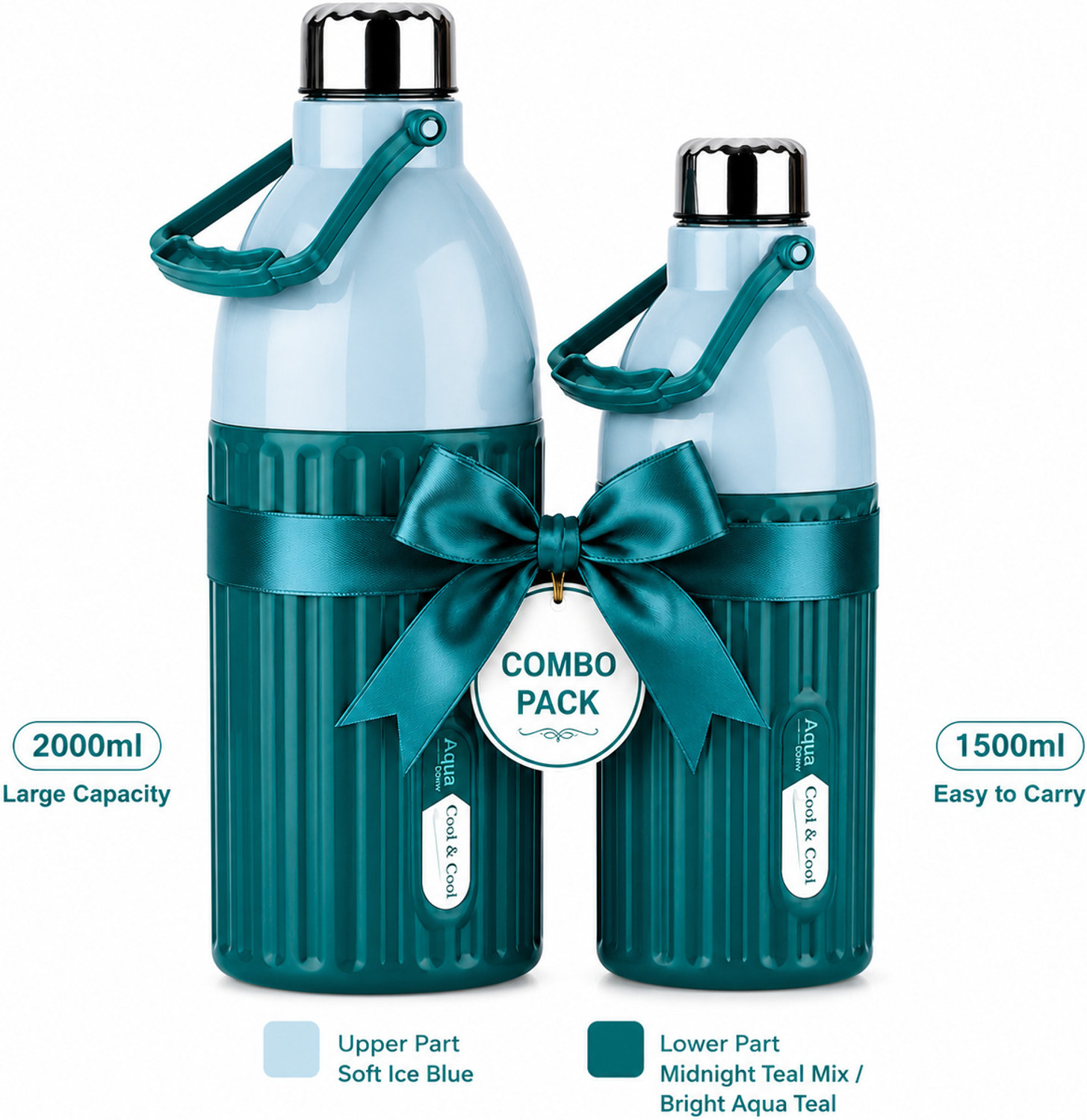 Image of alakh Aqua Cool MS Glacier Blue 2000 ml Plastic Flask