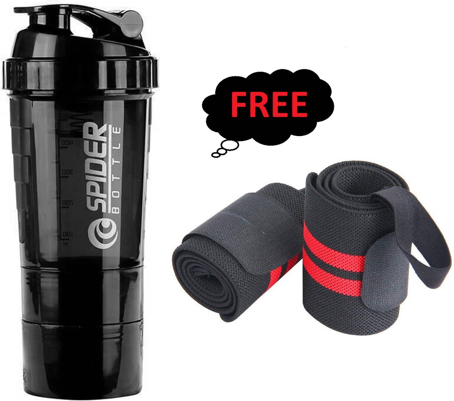 Fitnesstricks Shaker Bottle & Wrist Band Combo 500ml (Pack of 2) - Image 1