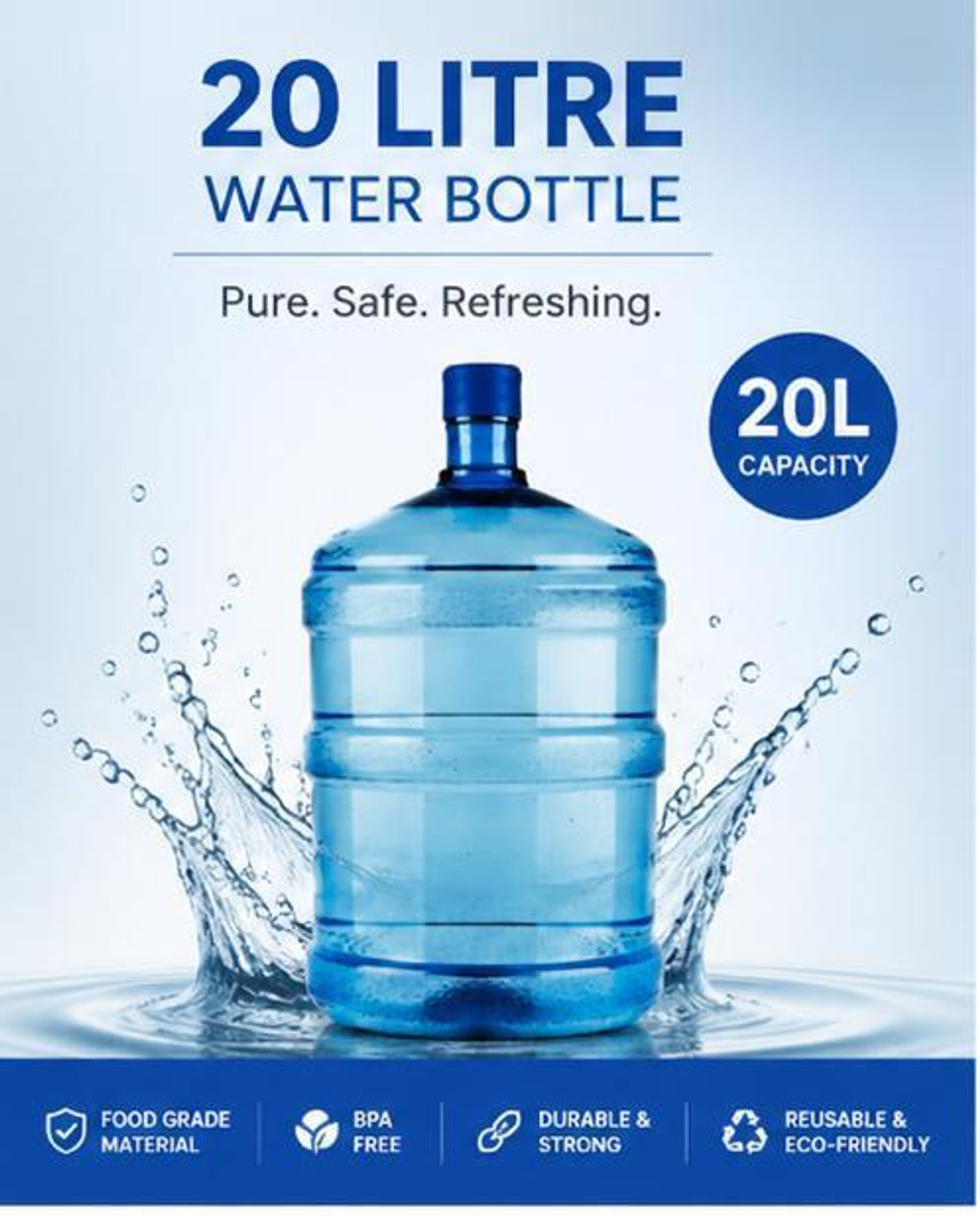 Image of SAAD HEAVY DUTY 20 LITRE WATER BOTTEL 20000 ml Plastic Bottle