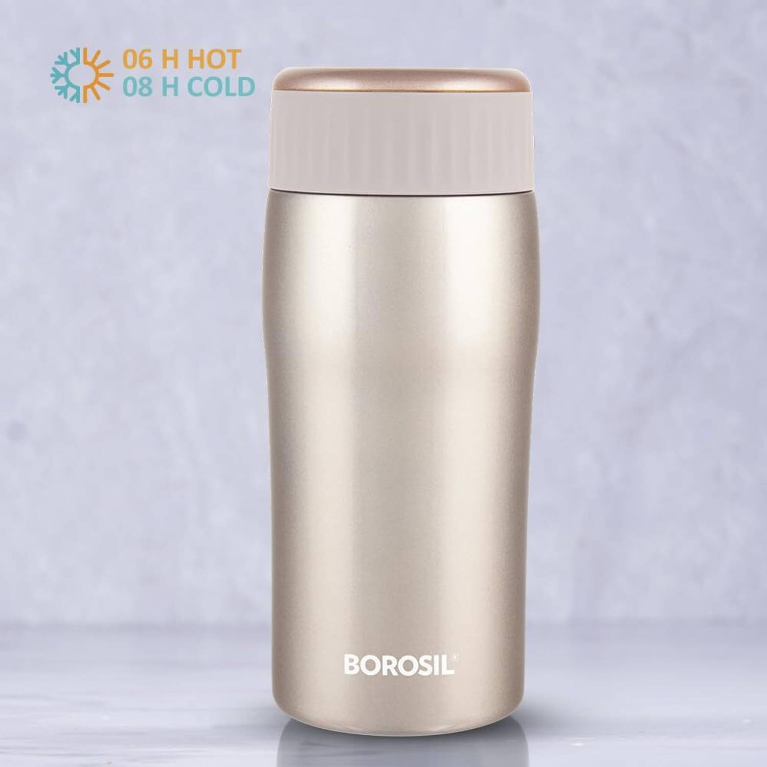 BOROSIL Cosmic Insulated Travel Bottle, 6 Hours Hot and 8 Hours Cold 320 ml Steel Bottle