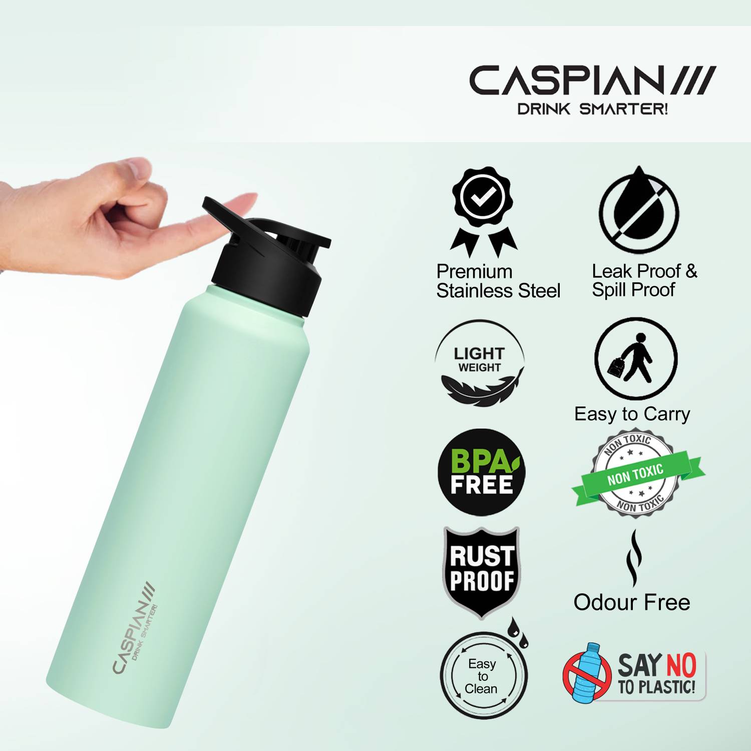 CASPIAN Stainless Steel Water Bottle 1000 ml - Image 5