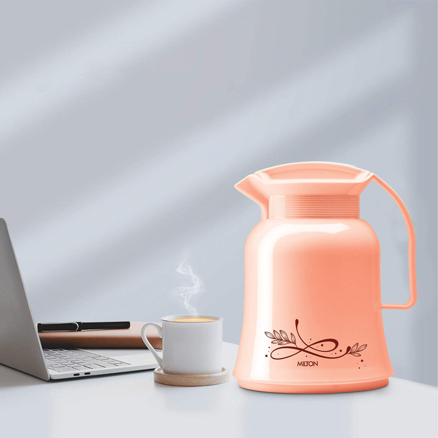 Image of MILTON Crystal 500 Vacuum Insulated Inner Glass Hot or Cold Flask, Peach 500 ml Plastic Flask