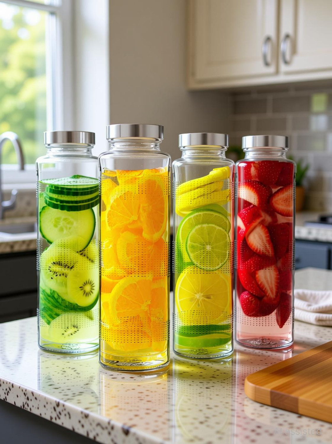 Image of TAKSHIT 1000ml Glass Food Grade Airtight Water Bottle with Leak-Proof Steel lid 1000 ml Steel Bottle