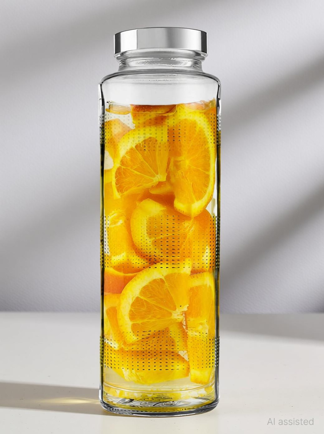 Image of TAKSHIT 1000ml Glass Food Grade Airtight Water Bottle with Leak-Proof Steel lid 1000 ml Steel Bottle