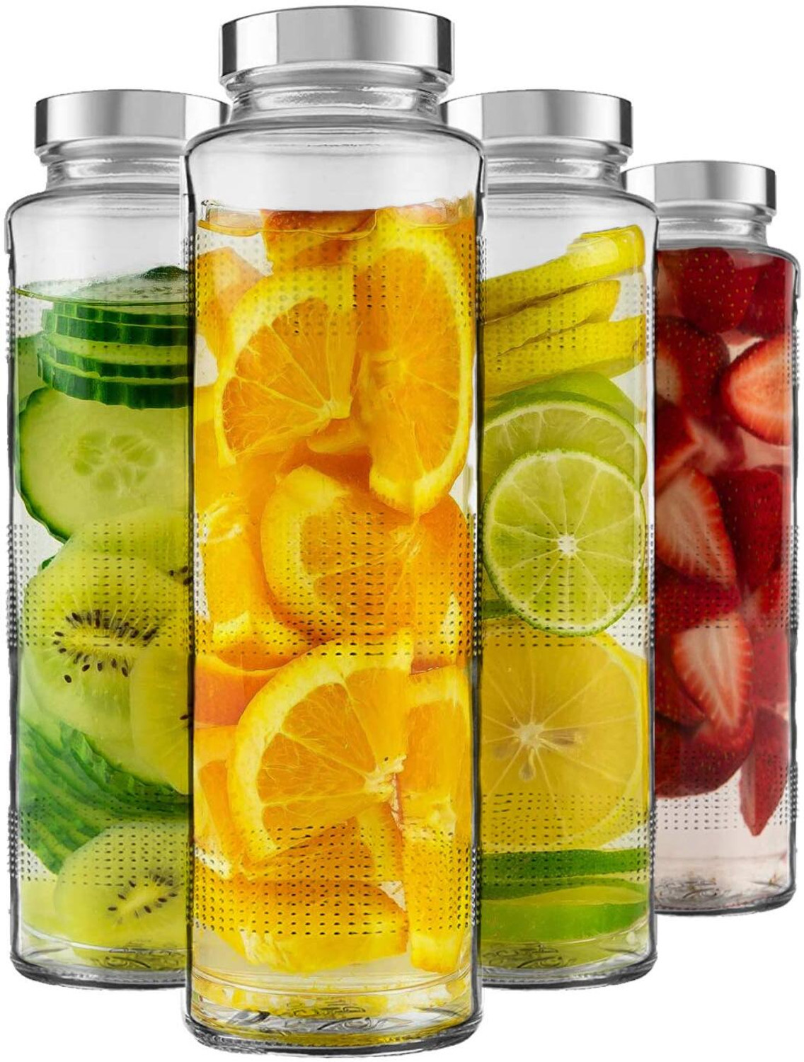 Image of TAKSHIT 1000ml Glass Food Grade Airtight Water Bottle with Leak-Proof Steel lid 1000 ml Steel Bottle