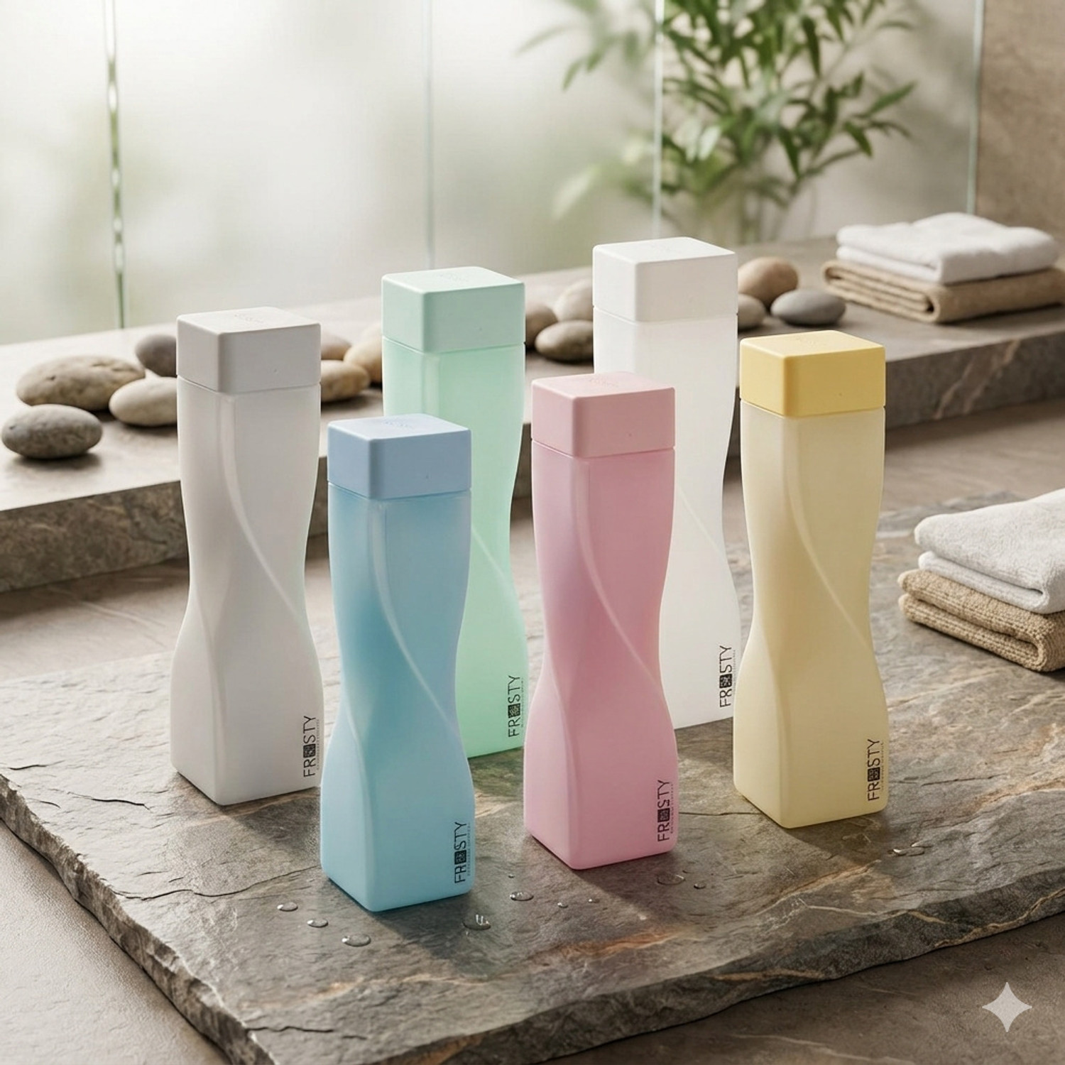 Image of ZROY ENTERPRISE Twisted Water Bottle 1000 ml Leak Proof Fridge Bottle, Freezer Safe Reusable 998 ml Glass Bottle