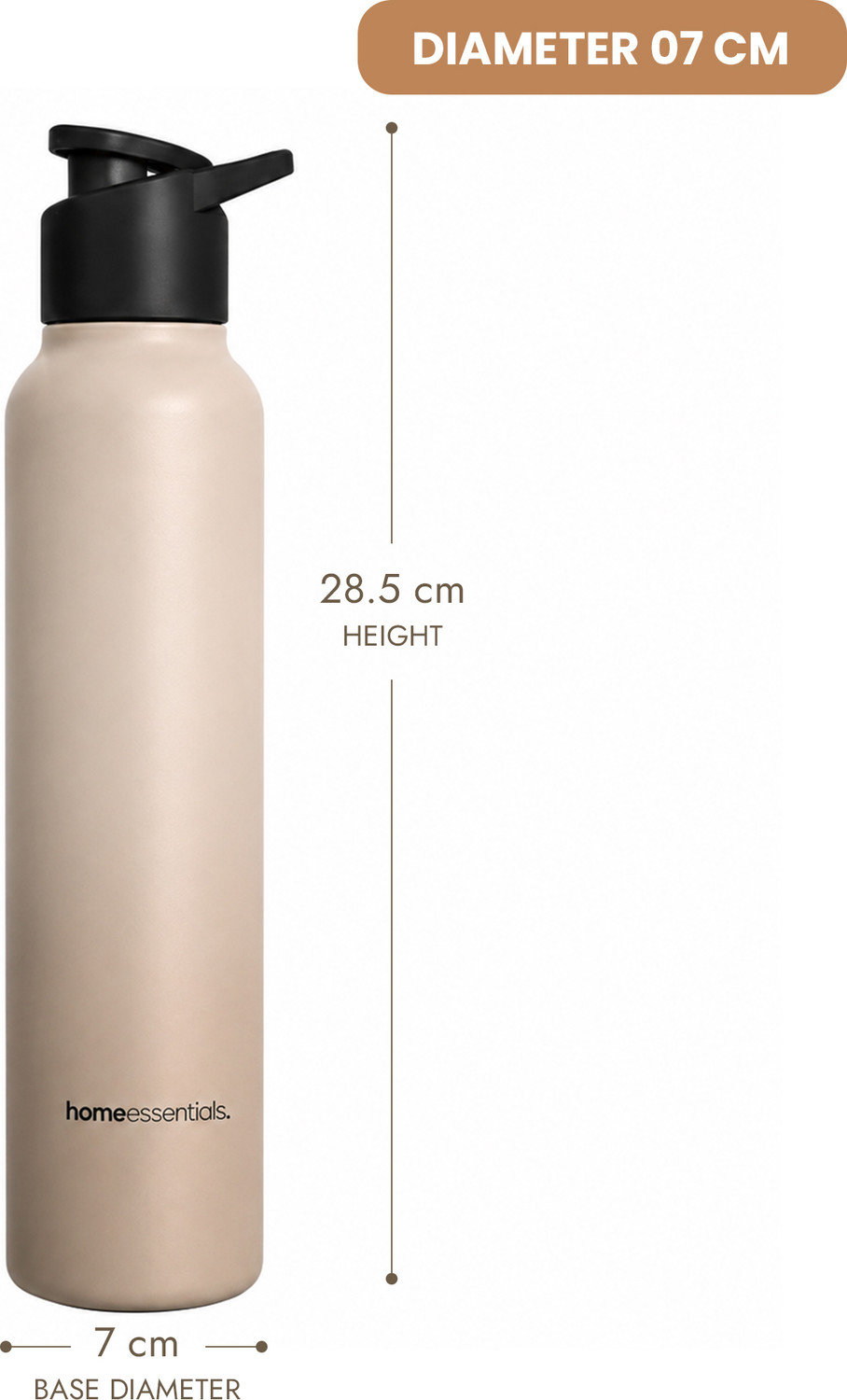 Image of HomeEssentials 1000ml Single Wall Stainless Steel Water Bottle | Single Wall | Leakproof 1000 ml Stainless Steel Bottle