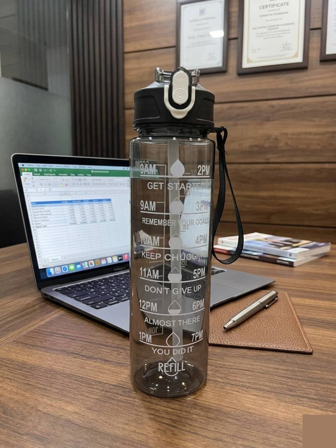 FKMXL Motivational Water Bottle 900ml Plastic Sipper - Image 2
