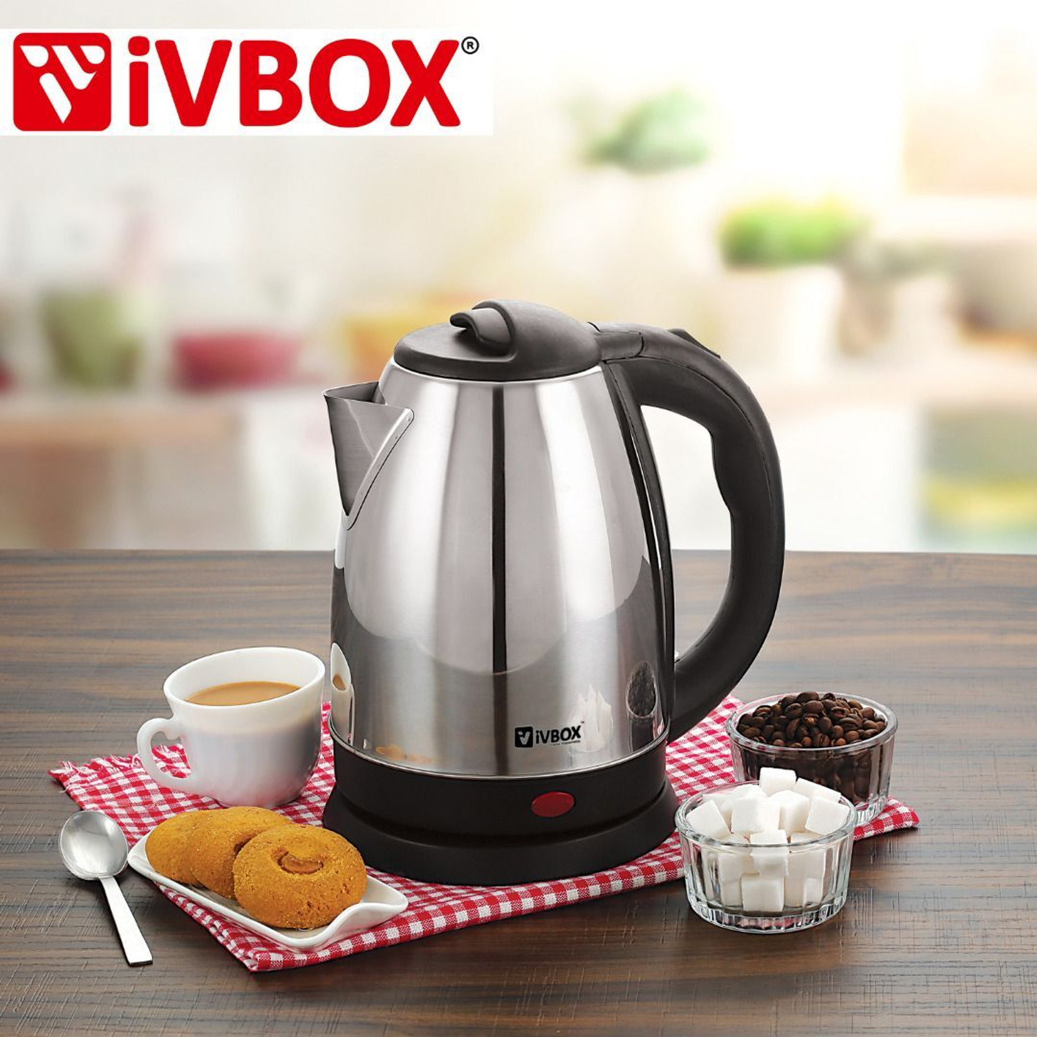 Image of iVBOX Winto Combo-Pack Electric Kettle 1.8 Ltr and Hot & Cold Double-Wall Water Bottle 1000 ml Steel Flask