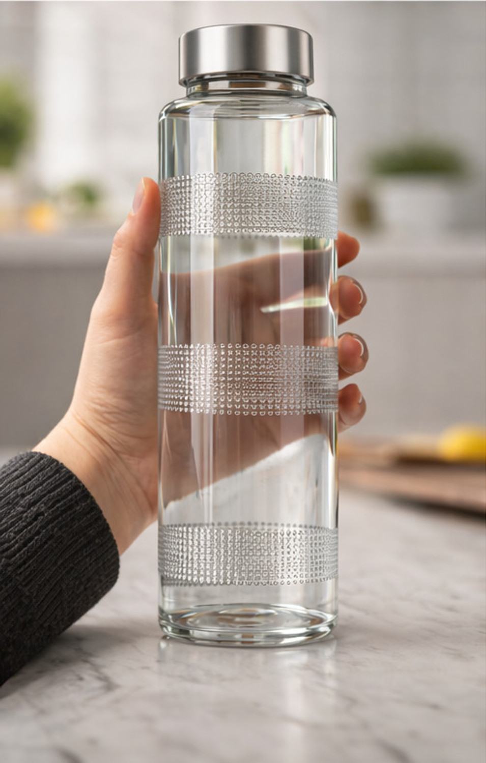 Image of CrystalVision crystal clear glass water Bottle 1000 ml Glass Bottle