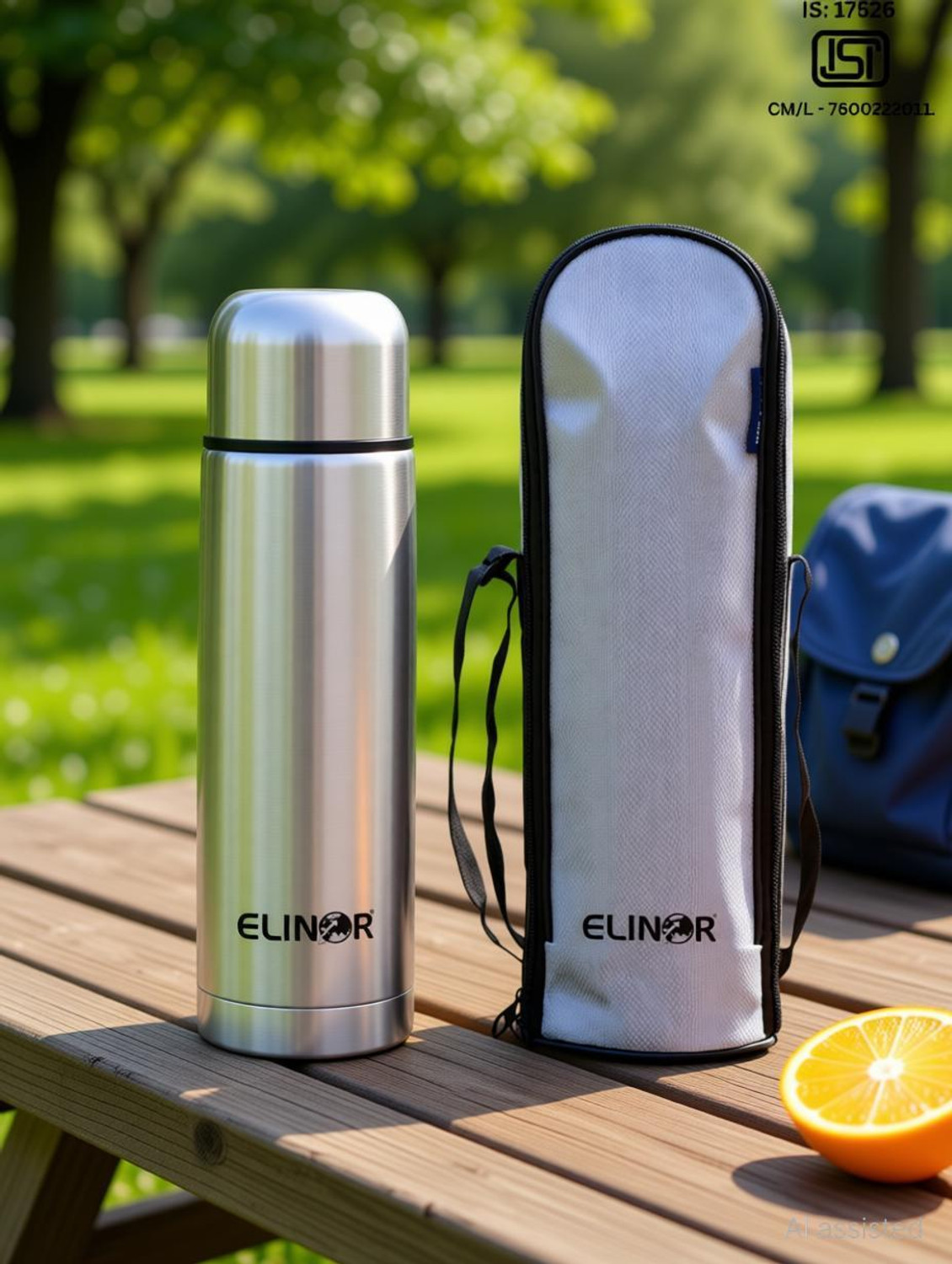 Image of ELINOR Thermosteel Water Bottle 24 Hr Hot and Cold with Leak Proof Lid 1000 ml Stainless Steel Bottle