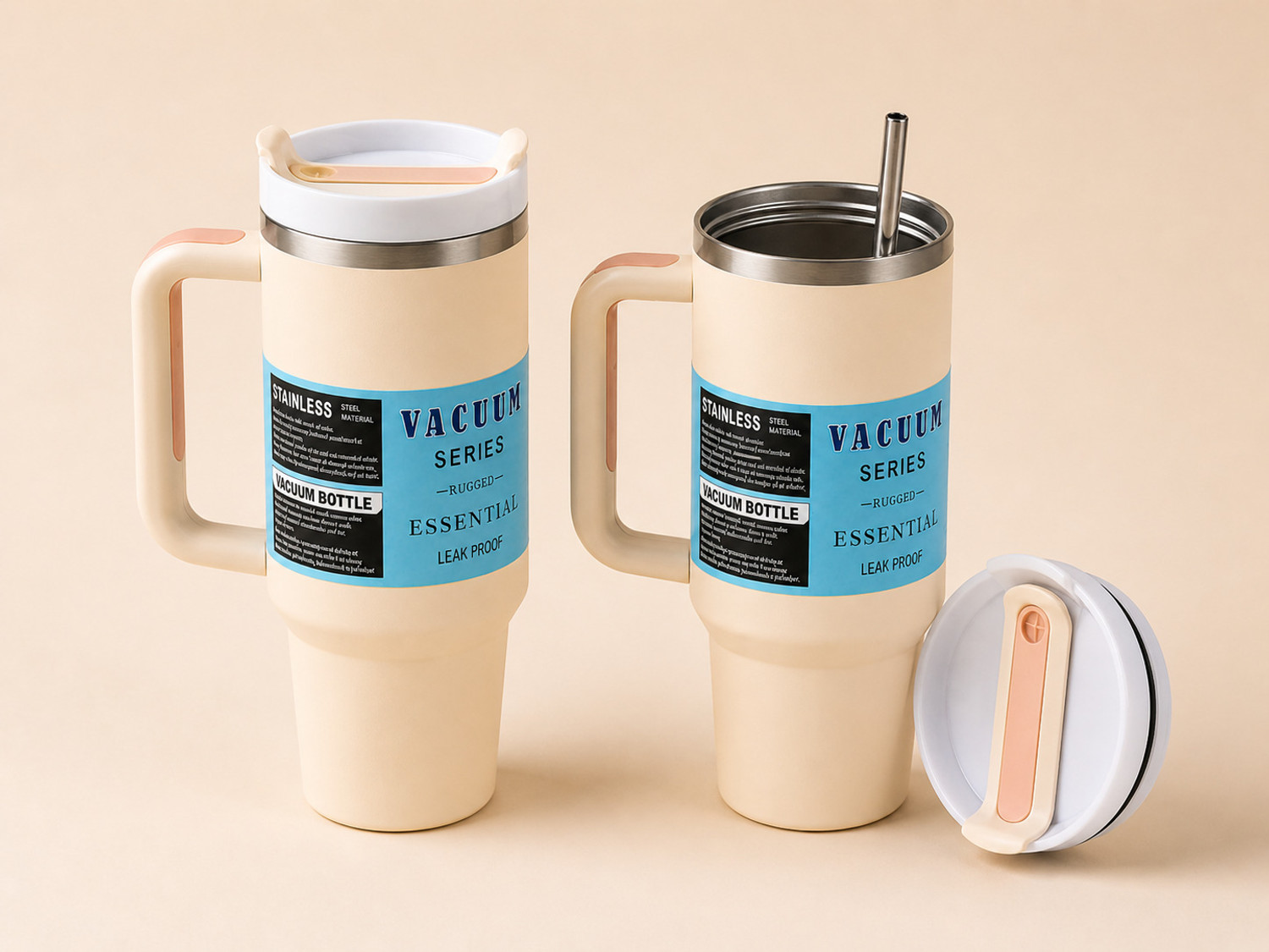 Image of papita TUMBLER Handle,Dual Lid,Drinking Straw,Hot&Cold Double Vacuum Insulated Flask Stainless Steel Tumbler