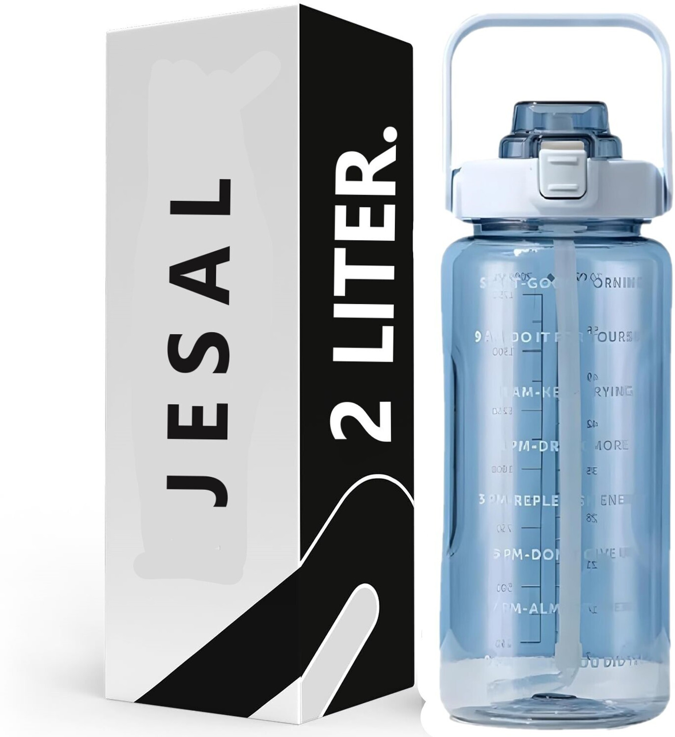 Image of Jesal LargeCapacity Water Bottle Motivational travel bisycle gym home Straw trasparent 2000 ml Plastic Bottle