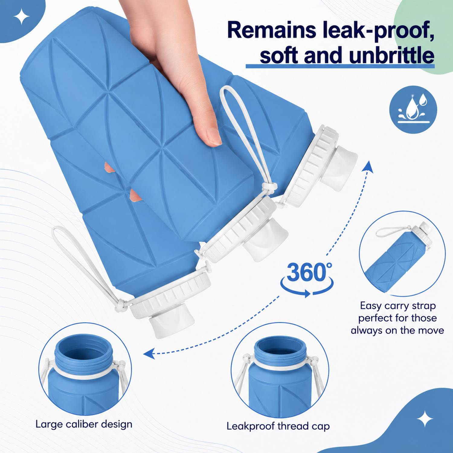 Moushumi Silicone Foldable Water Bottle 600ml - Image 3