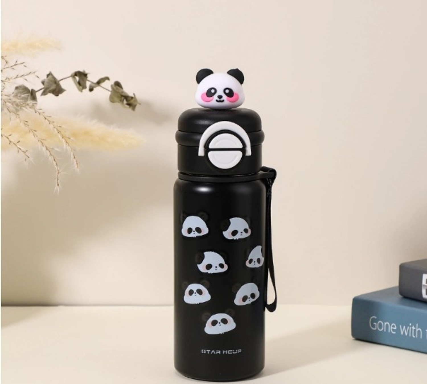Image of TrendyWendy Cute Panda Water Bottle | Leak-Proof | Flip Cap & Strap | Bottle 600 ml Stainless Steel Bottle