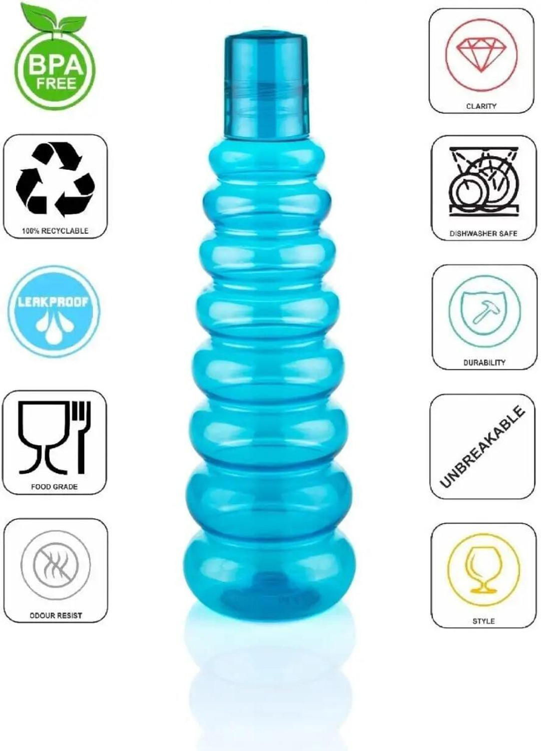 Image of prayati Water Bottle for Fridge Home Office Gym School bottles set combo refrigerator 1000 ml Plastic Bottle