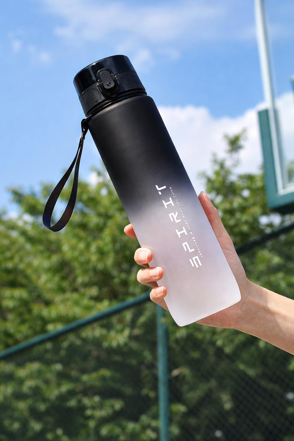 Image of KeepCart 1000 ML Round Unbreakable Transparent Plastic Motivational Leak Proof Bottle 1000 ml Plastic Bottle