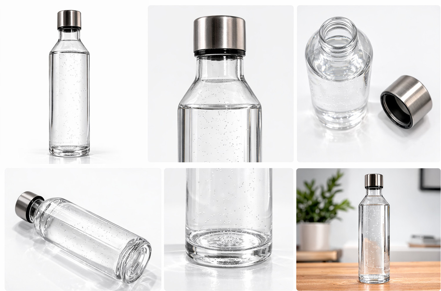 Image of shraj 750ml Glass Water Bottle with Leak-Proof Airtight Stainless Steel Lid for Water 750 ml Glass Bottle