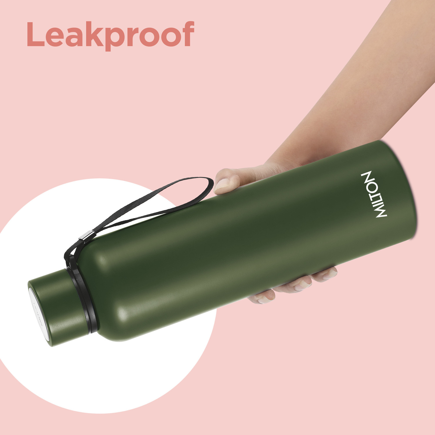 Image of MILTON Aura 1000 Thermosteel Water Bottle, Leak Proof Lid, ISI Certified Green 1000 ml Stainless Steel Flask