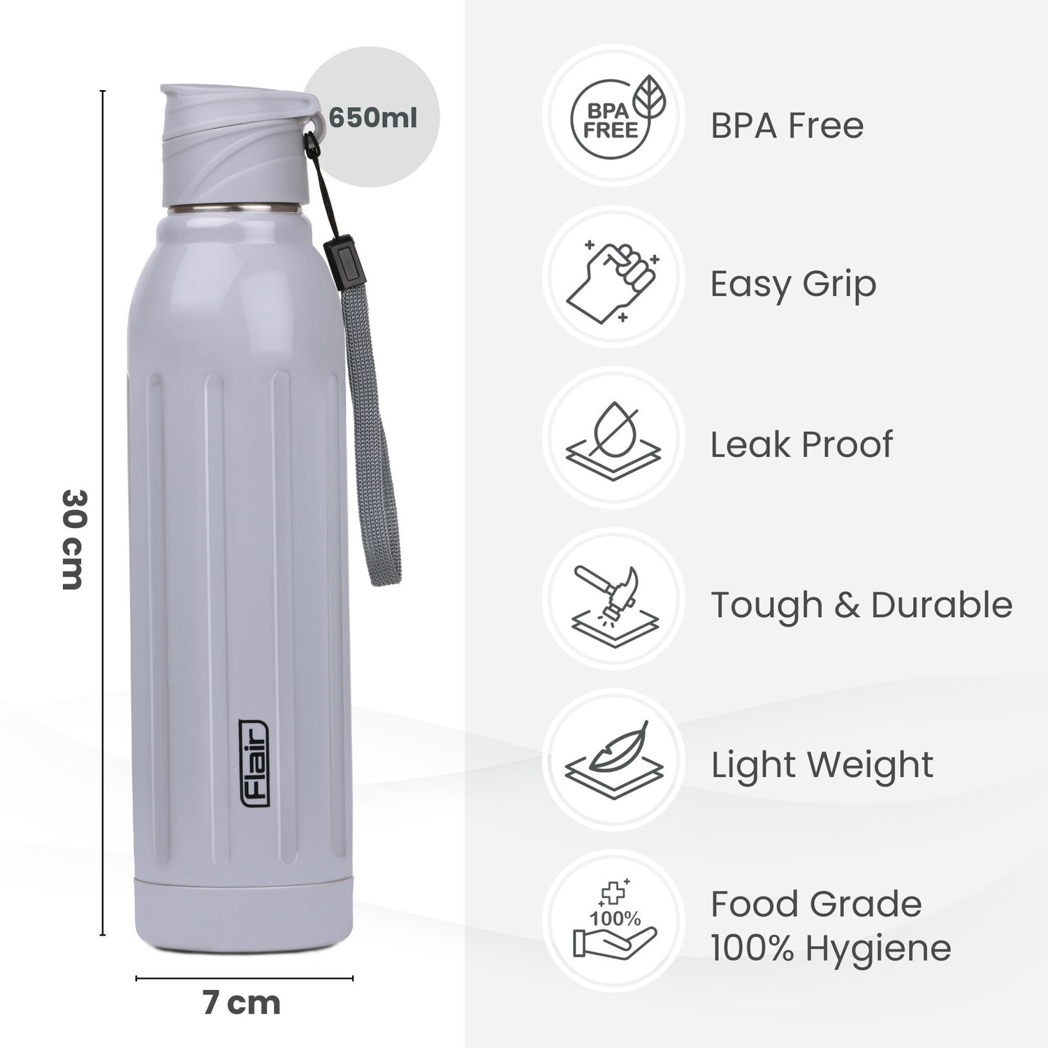 Image of FLAIR Arrow 900 Steel Insulated Water 650 ml Plastic Bottle