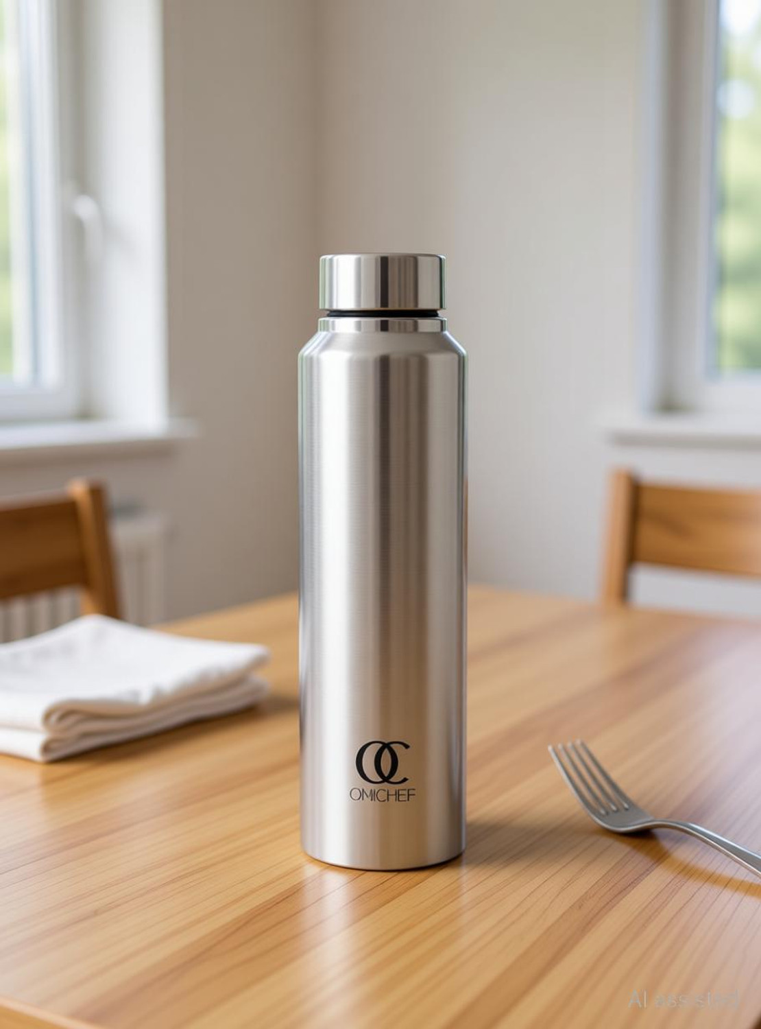 Image of Omichef 1 Litre Stainless Steel Fridge Bottle Set Of 4 1000 ml Steel Bottle