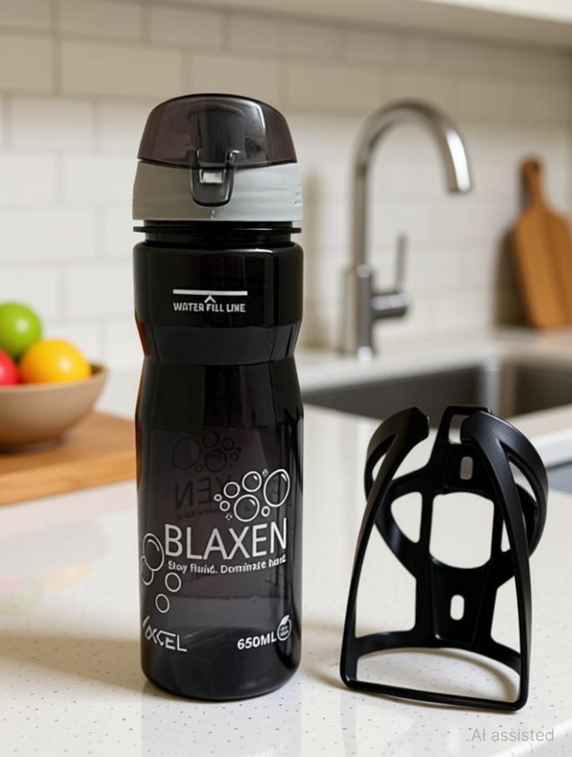 Image of X STRONG Blaxen Grey Cap 650ml with bicycle cage (1 PCS) 650 ml PET Bottle (Pack of 1, Black)
