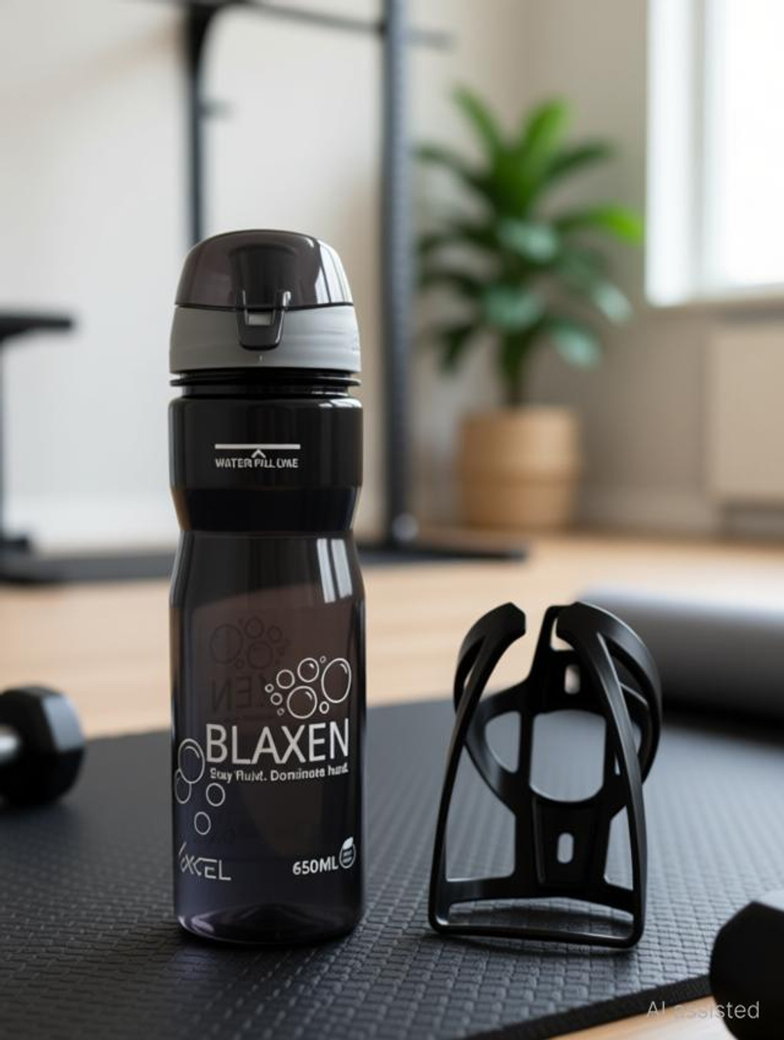 Image of X STRONG Blaxen Grey Cap 650ml with bicycle cage (1 PCS) 650 ml PET Bottle (Pack of 1, Black)