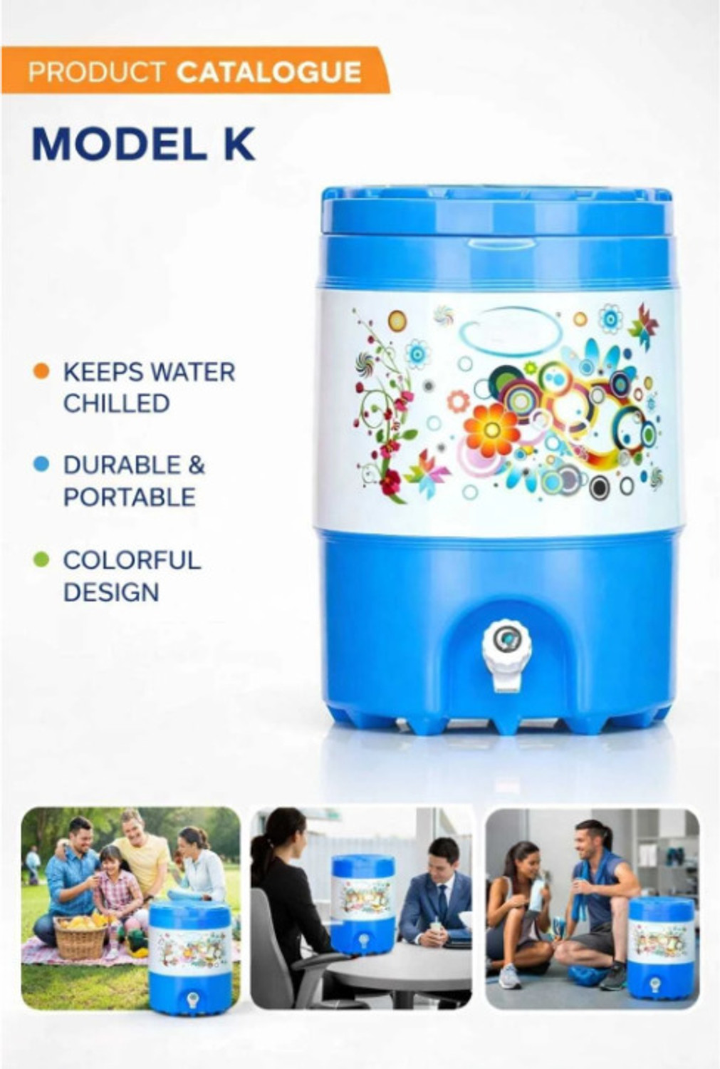 Image of MANSA ENTERPRISES. NEW 01 BLUE Plastic Insulated Water Camper 20 L Cool Bottom Loading Water Dispenser