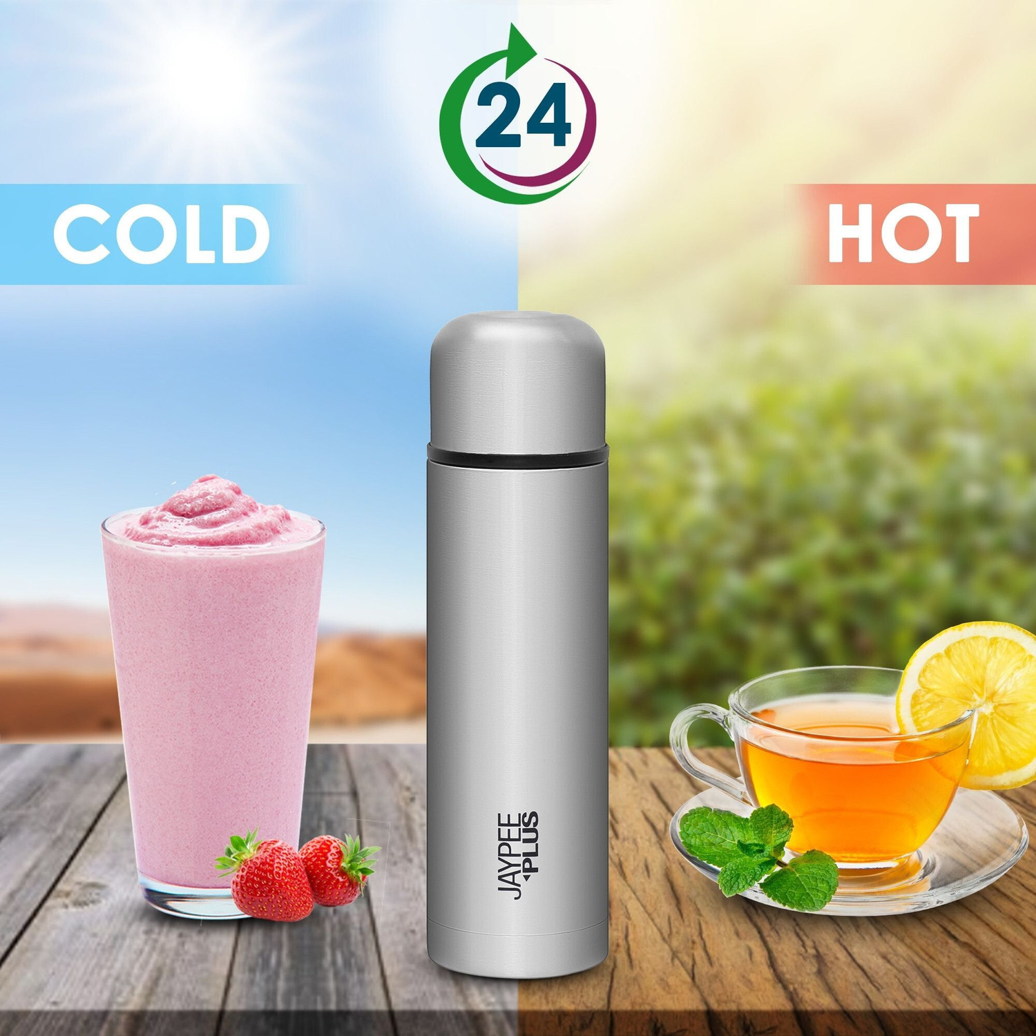 Image of Jaypee Plus Max Thermosteel Flip Lid Insulated Flask 24 Hours Hot and Cold Water Bottle 500 ml Steel Flask
