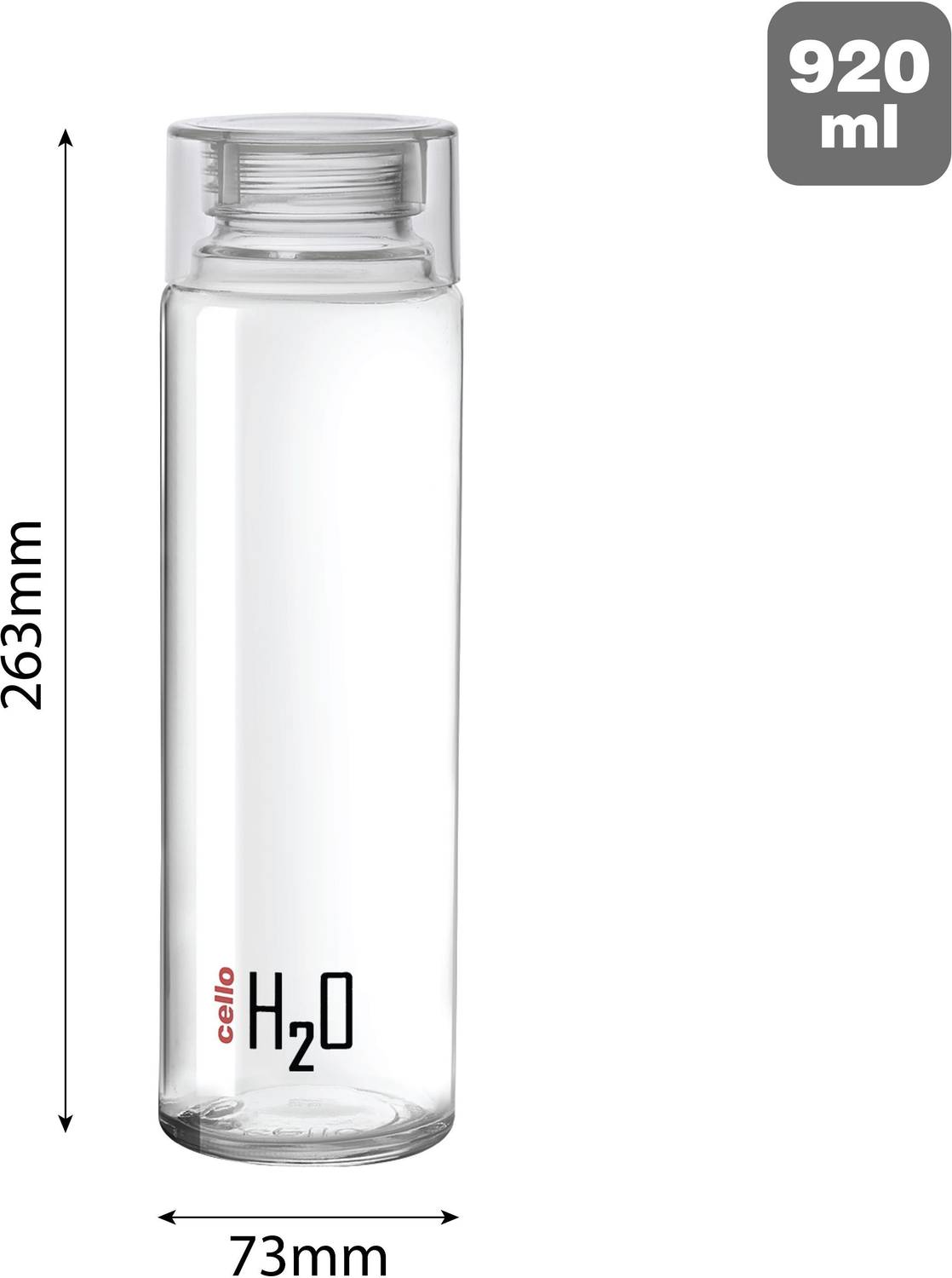 Cello H2O 1000 Fridge Water Bottle, 920 ml Glass - Image 4
