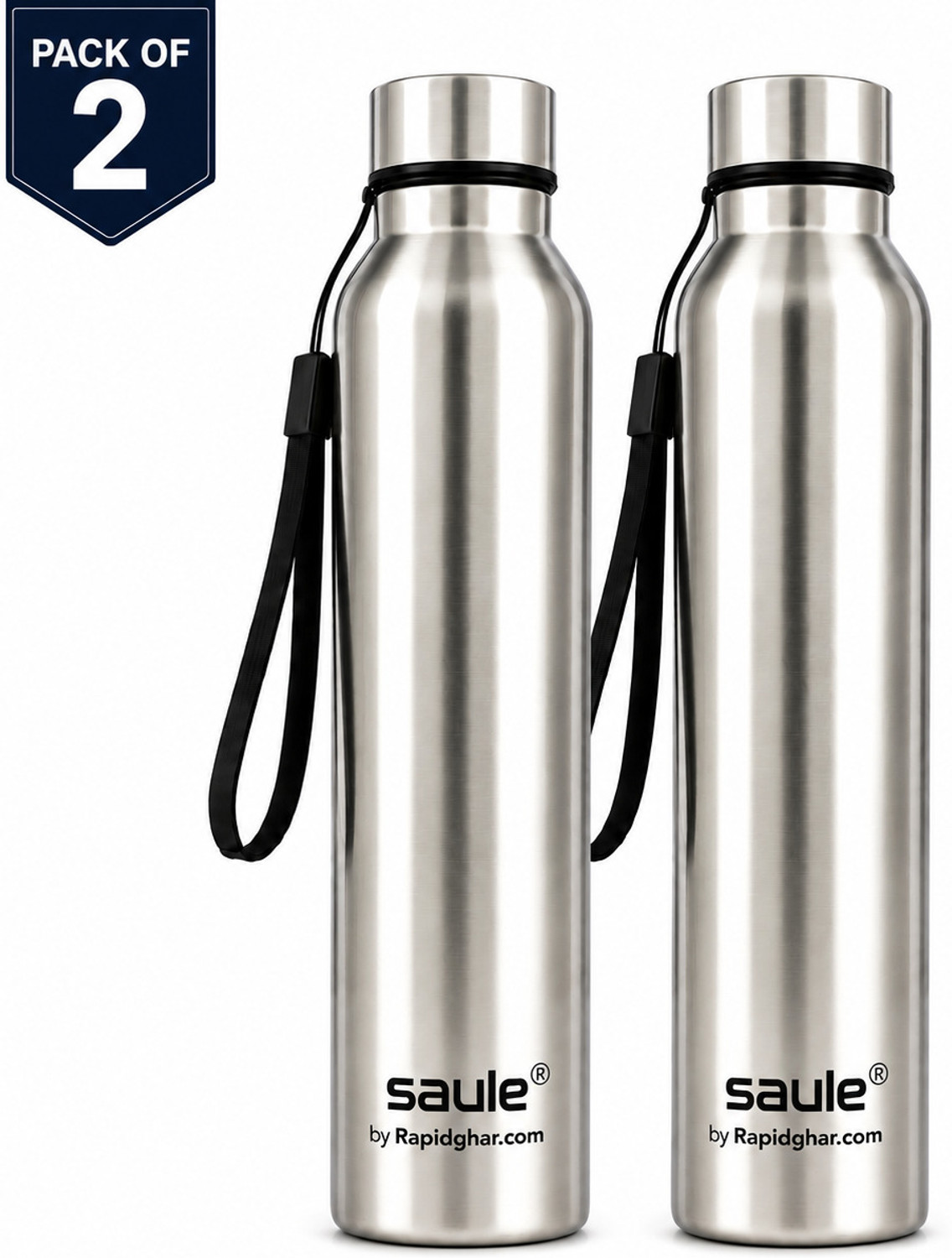Image of Saule Steel Bottle Pack of 2 1000 ml Stainless Steel Bottle