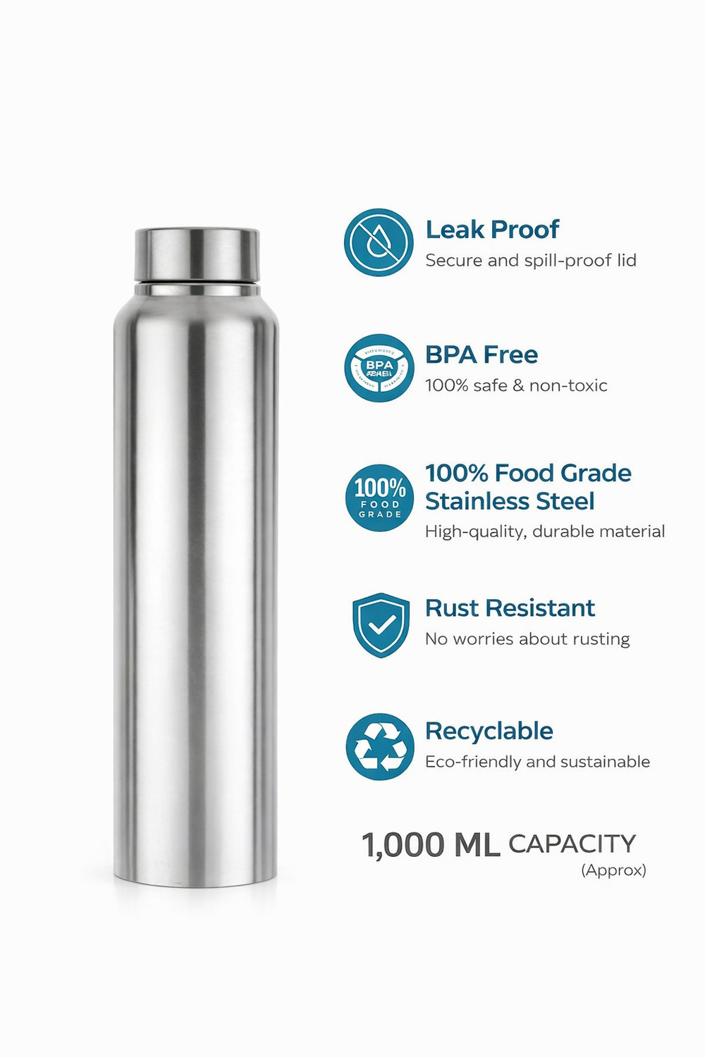 Image of IVFASHION Classic Alpha steel bottle 1000 ml Stainless Steel Bottle