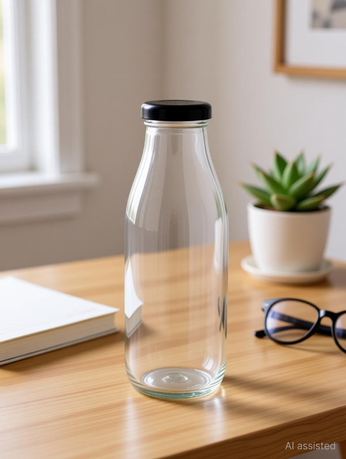 Image of Seiri WATER,JUICE,MILK,CLEAR BOTTLE MULTIPURPOSE USE FOR HOME & OFFICE WITH METAL LID 500 ml Glass Bottle