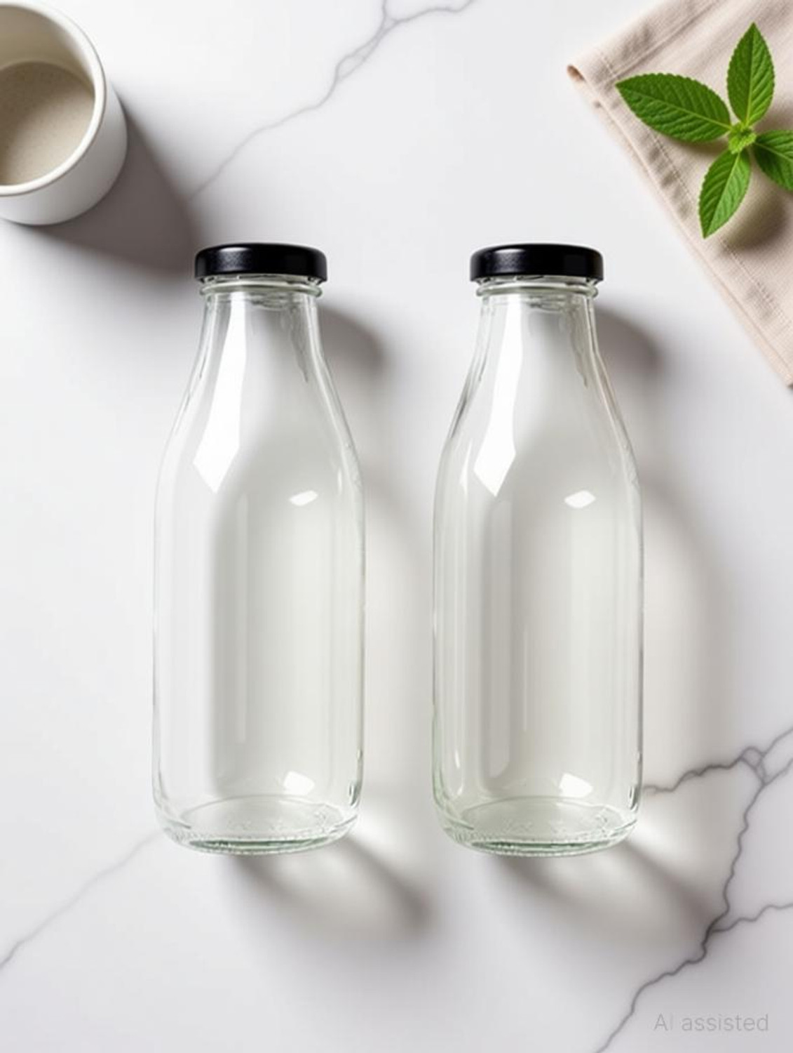 Image of Seiri WATER,JUICE,MILK,CLEAR BOTTLE MULTIPURPOSE USE FOR HOME & OFFICE WITH METAL LID 500 ml Glass Bottle