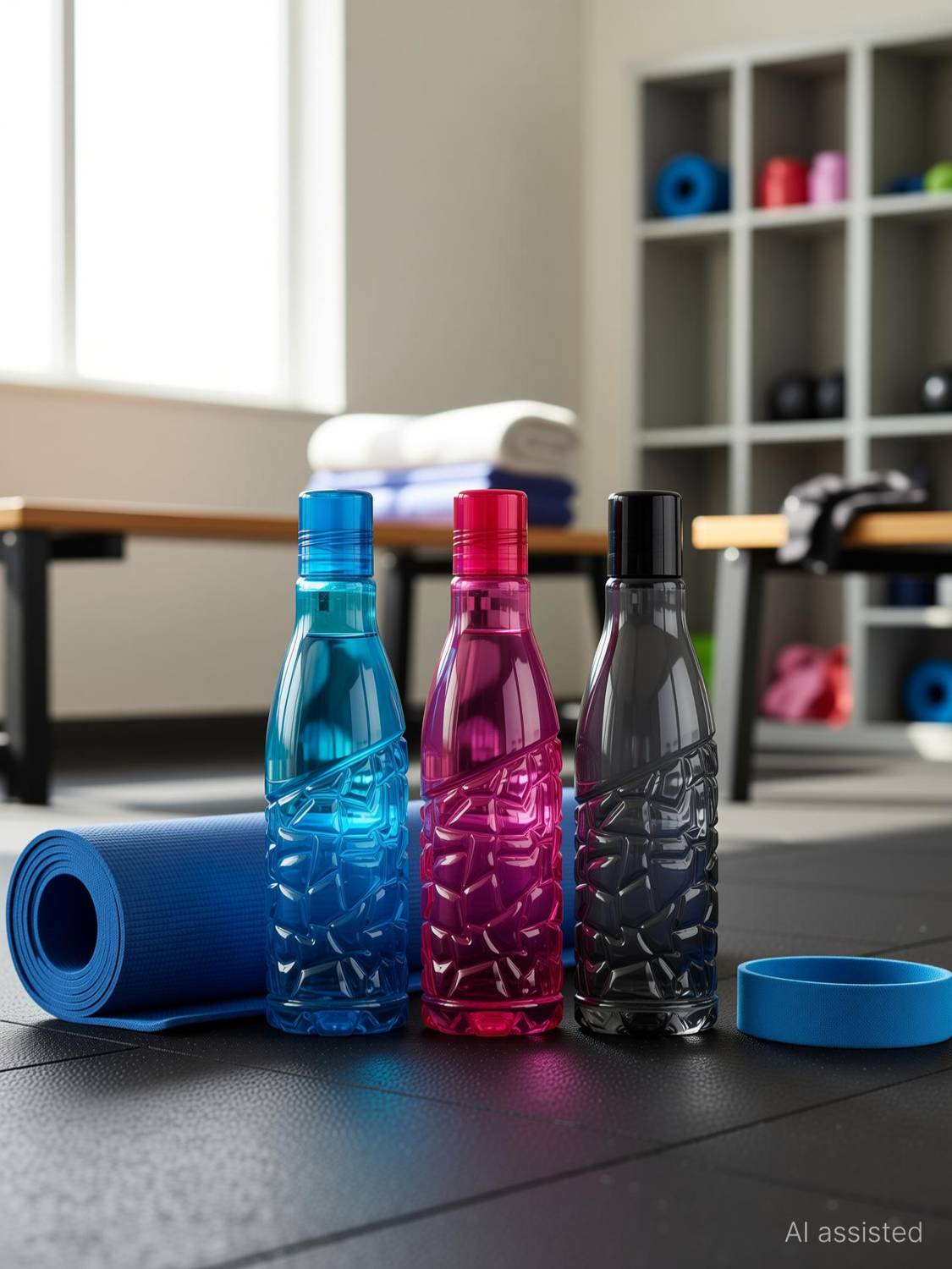 2Seven Crystal Water Bottle for Fridge, Home Office Gym School, Unbreakable -Multicolor 1000 ml Plastic Bottle
