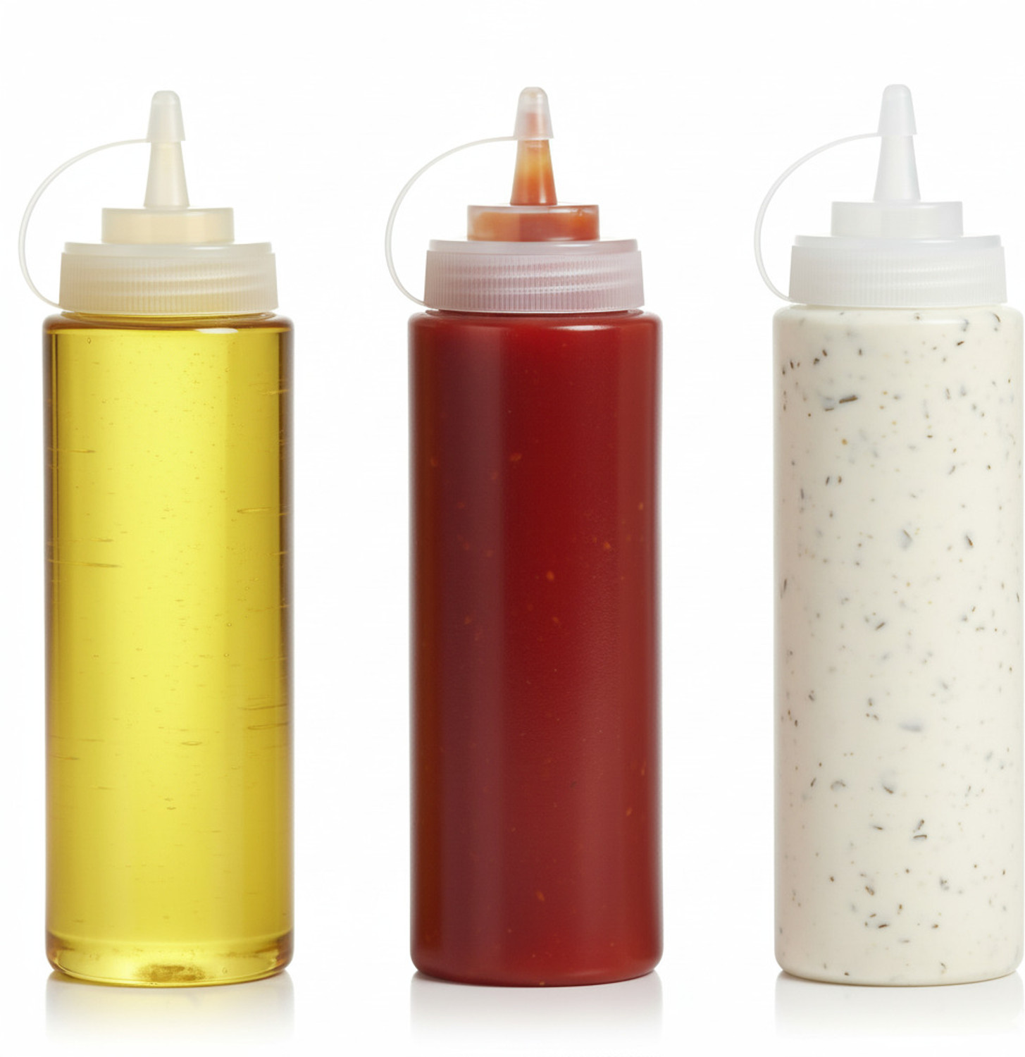 Image of DAOME Plastic Sauce Squirt Bottle Condiment Squeeze Bottles Ketchup Dispenser 650 ml Plastic Bottle (Pack of 3, Multicolor)