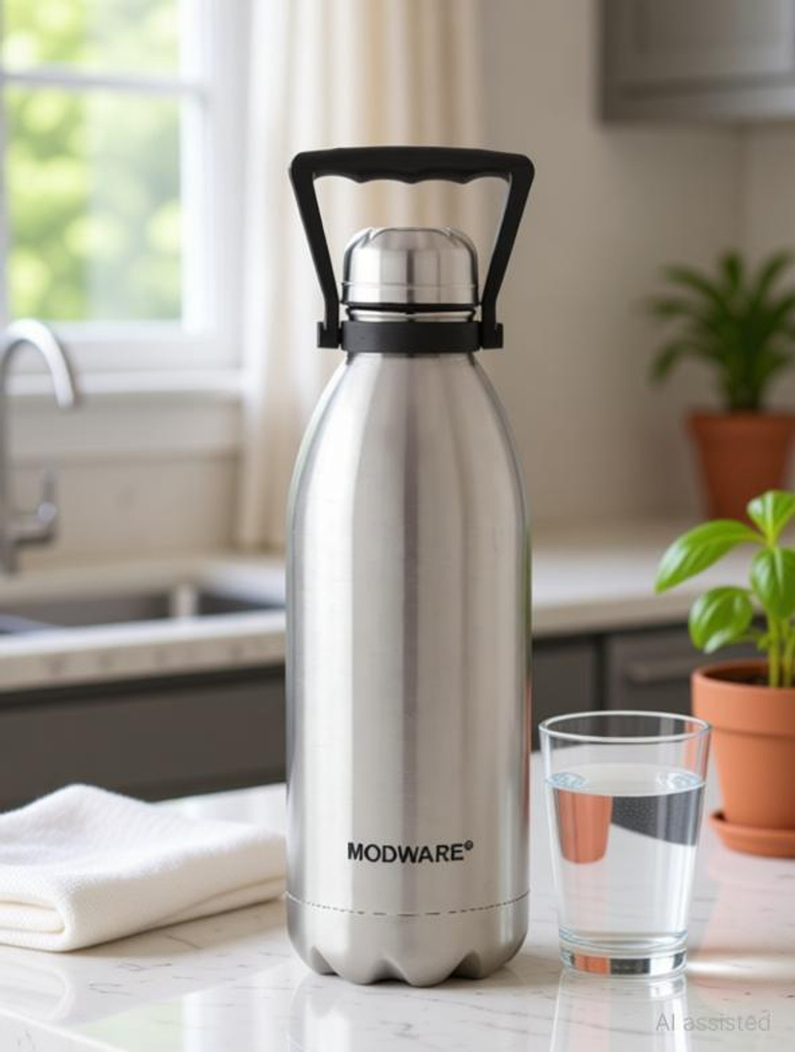Image of MODWARE Vacuum Insulated Stainless Steel Water Bottle 24 Hour Hot or Cold Thermos Flask- 1500 ml Steel Bottle