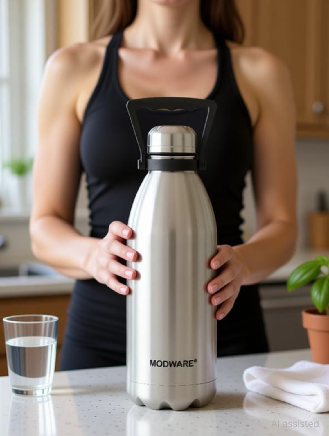 Image of MODWARE Vacuum Insulated Stainless Steel Water Bottle 24 Hour Hot or Cold Thermos Flask- 1500 ml Steel Bottle