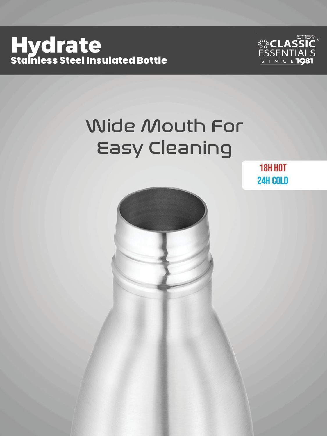 Image of Classic Essentials Insulated Hot & Cold Vacuum, 1000 ml Steel Flask (Pack of 1, Silver)