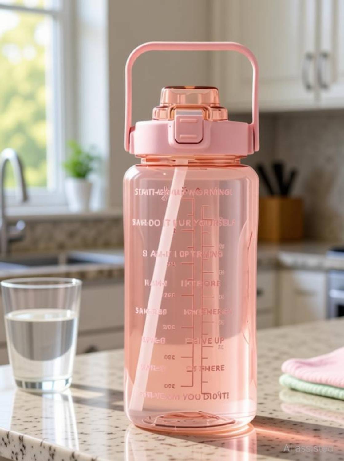 Akhuratha 2 Liter Plastic Water Bottle with Straw Motivational Water Bottle for Kids 2000 ml Silicone Bottle