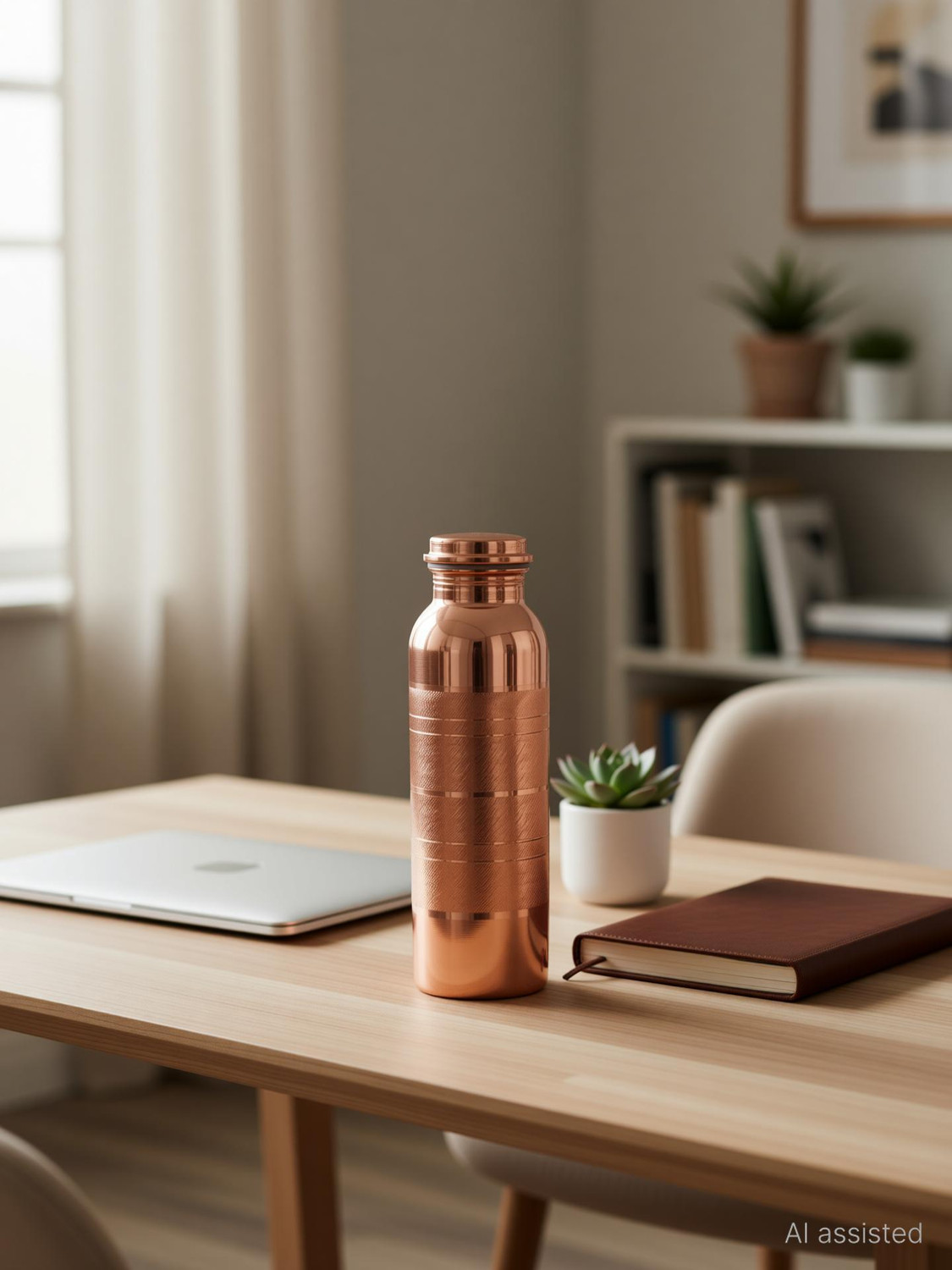 Image of Vish Copper Water Bottle - 34 Oz Extra Large - A Silver Touch Ayurvedic Pure Copper 1000 ml Copper Bottle
