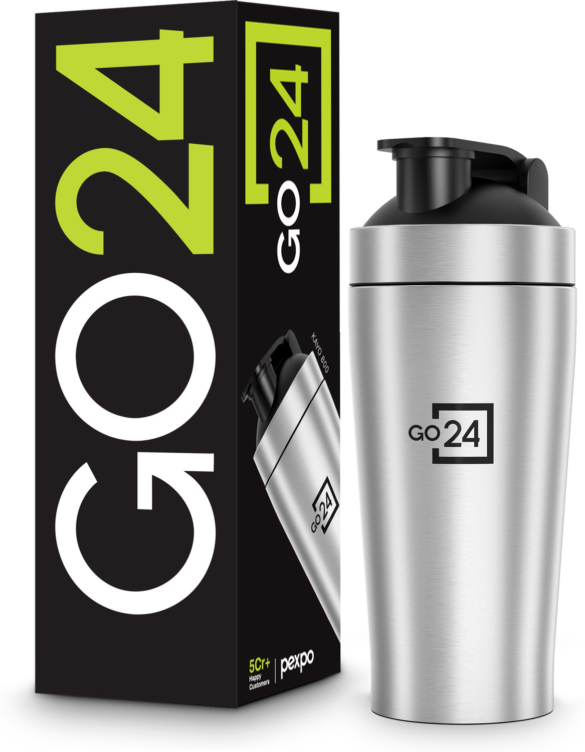 Image of pexpo Kayo Plus Stainless Steel Gym Shaker Bottle for Protein and Supplements 800 ml Stainless Steel Shaker