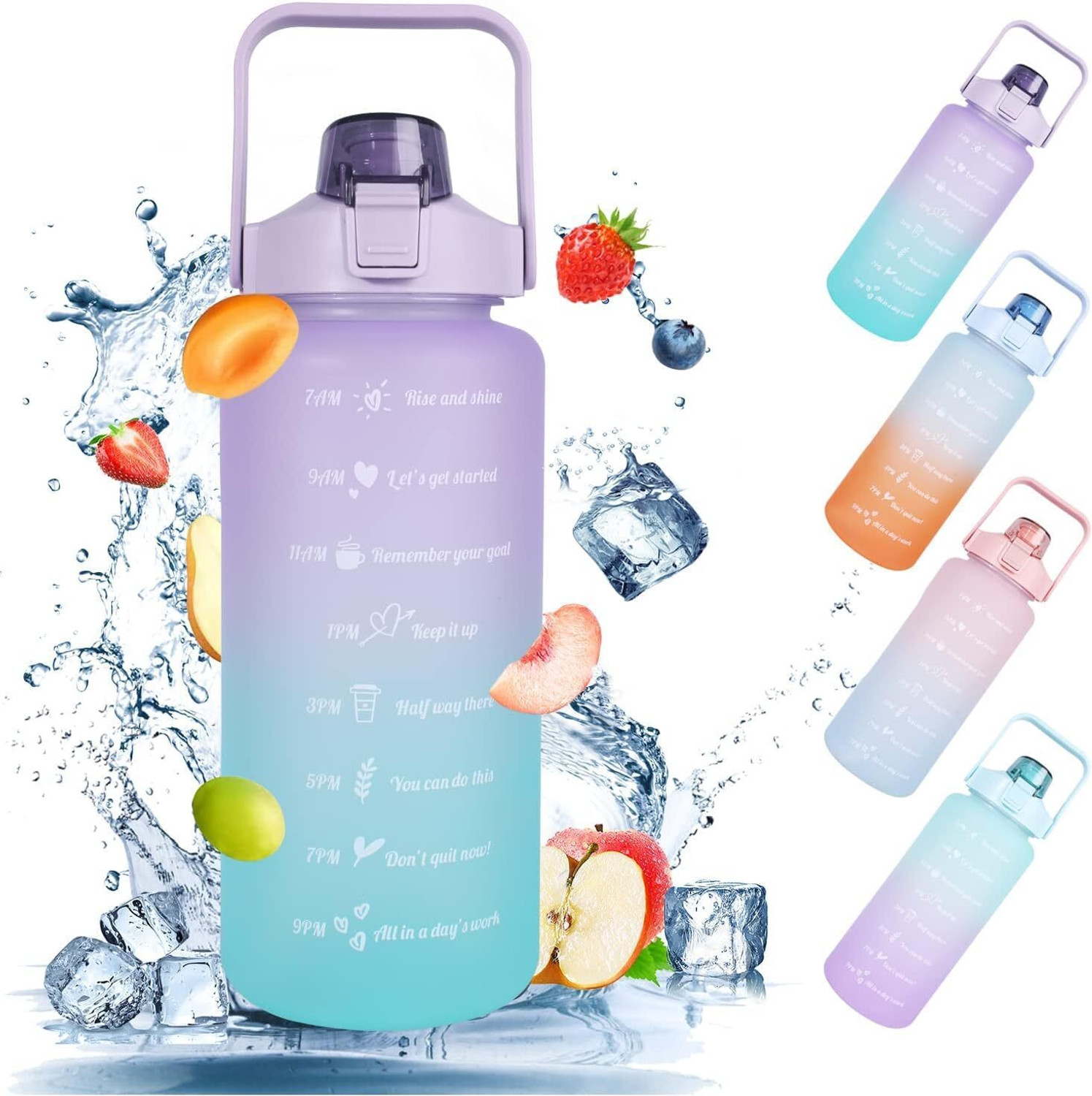 Image of Virtuous 2 Liter Water Bottles BPA Free Tritan Material, Leakproof Water Bottle 2000 ml Silicone Bottle