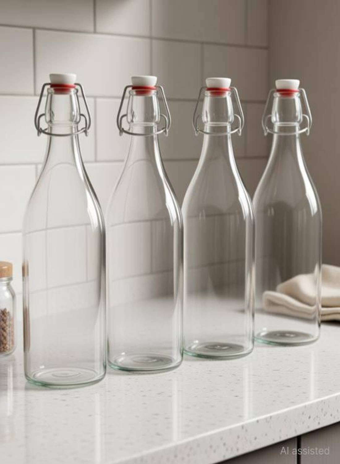 AARCGLASS GLASS bottle 1 littre pack of 4 For multipurpose use 1000 ml Glass Bottle