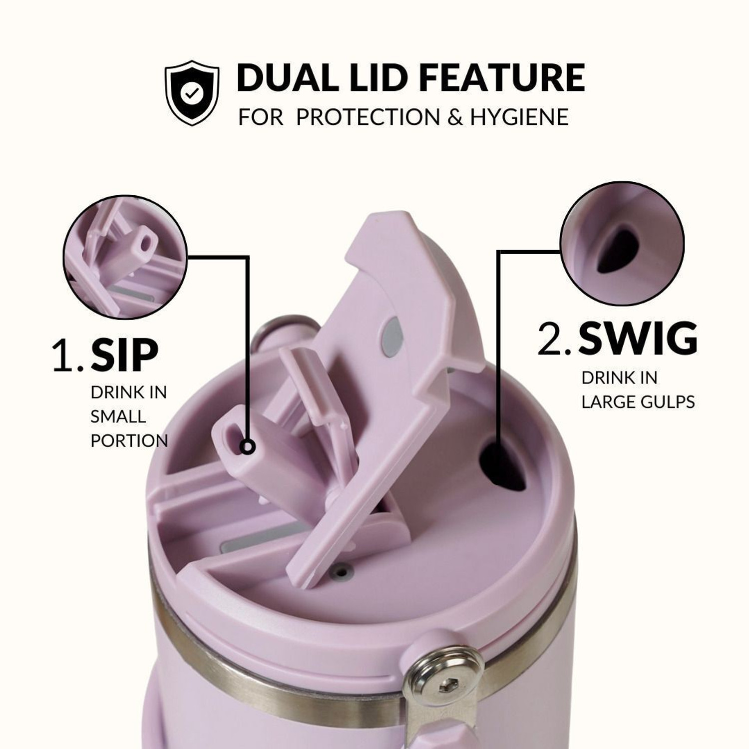 Image of Nestasia PickSip 40 Insulated Tumbler With Top Handle Lilac Haze 1200 ml Stainless Steel Bottle