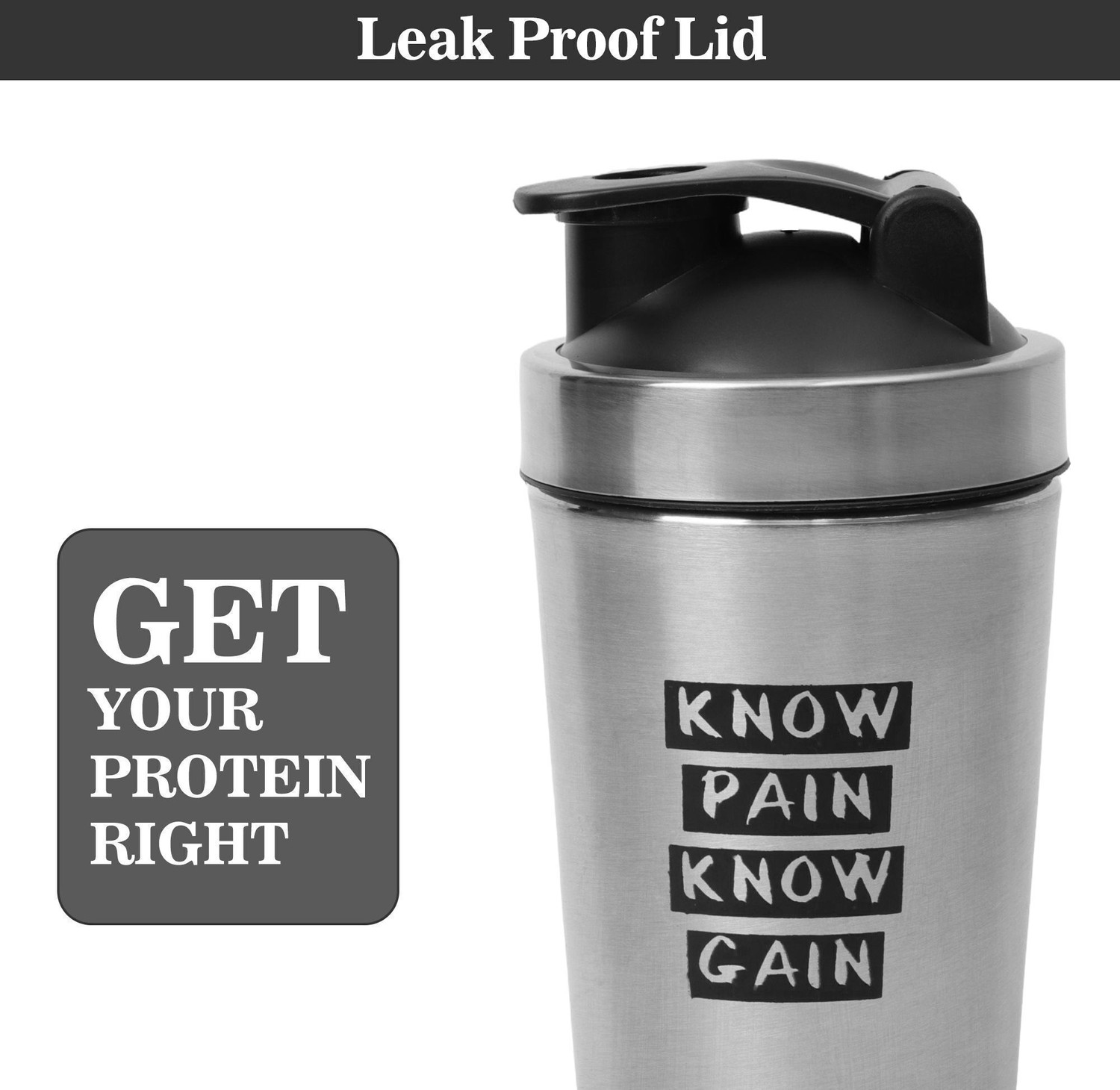 Image of Nutrigize Stainless Steel Shaker Bottle for Gym | Leak Proof | Shaker Bottle Steel 590 ml Steel Shaker