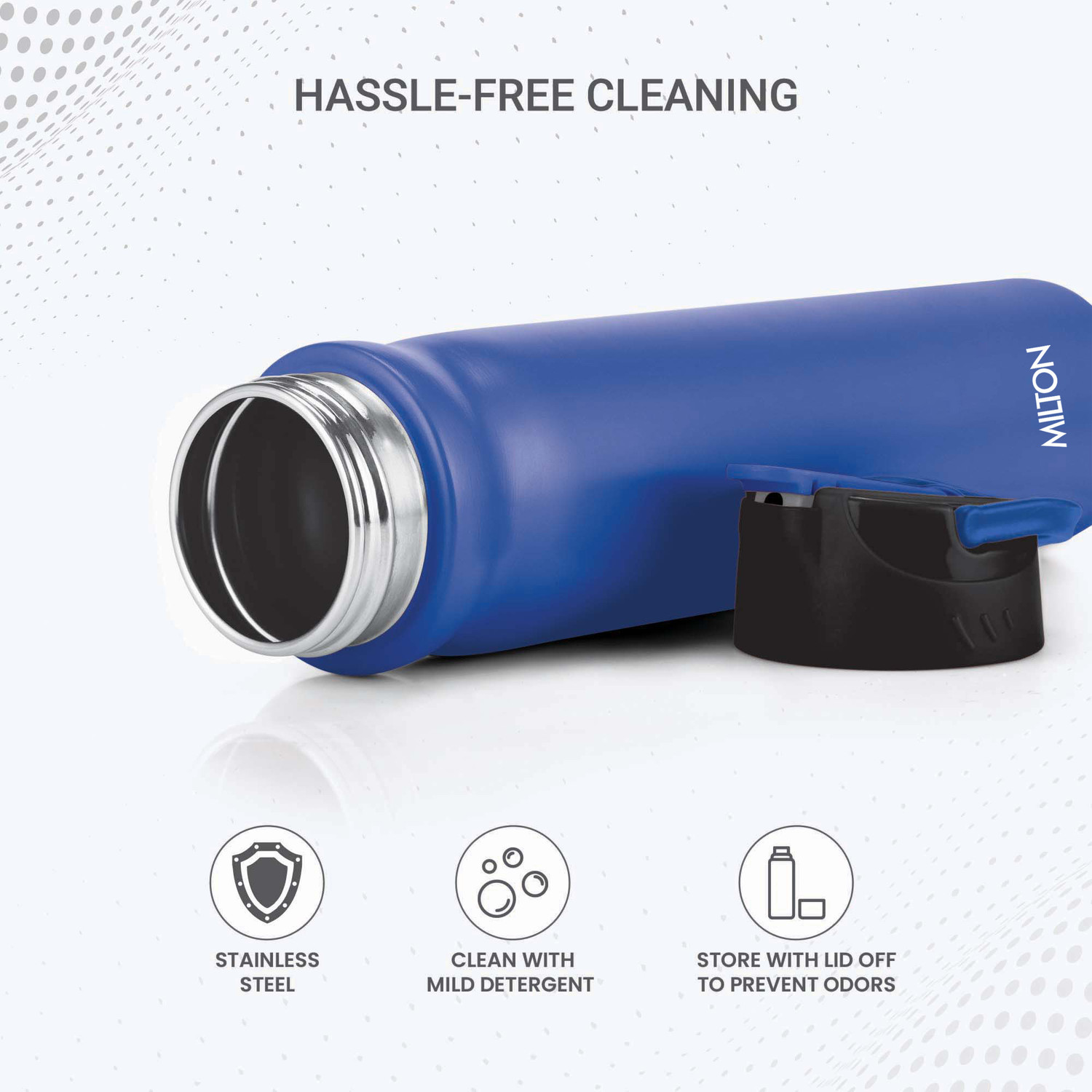 Image of MILTON Max 600 Stainless Steel Water Bottle with Sipper Lid, 500 ml, Royal Blue 500 ml Stainless Steel Bottle